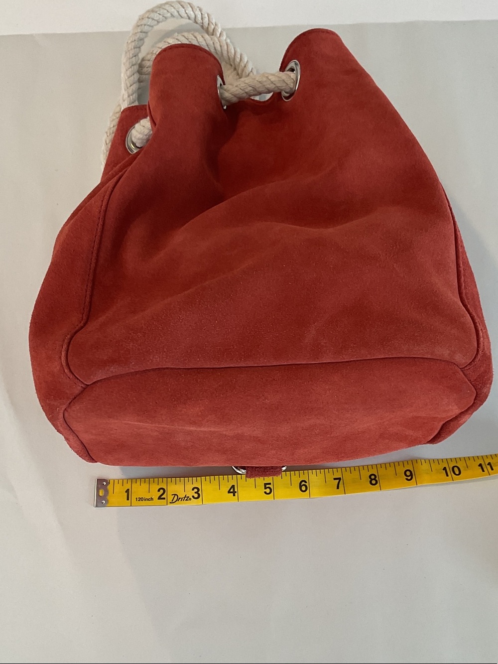 NWT Urban Outfitters Suede Drawstring Hobo Bag in Coral - Picture 14 of 16